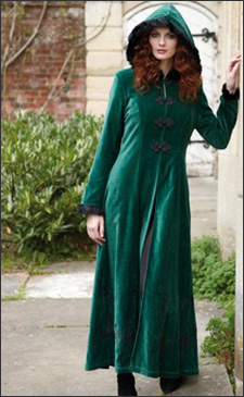 Green Womens Long Hooded Velvet Winter Coat 